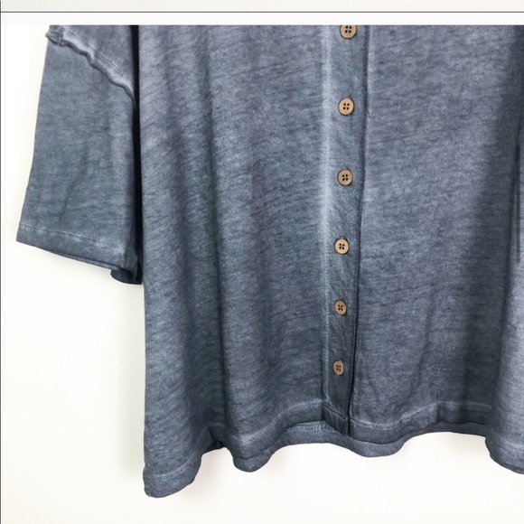 FREE PEOPLE Weekend Rush Navy Button Down Shirt - Picture 6 of 9